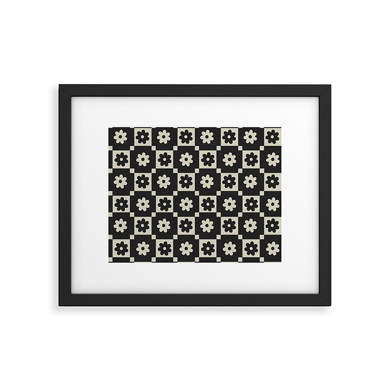 Checkered Daisy - Black ink Framed Art Print Gallery Image 6
