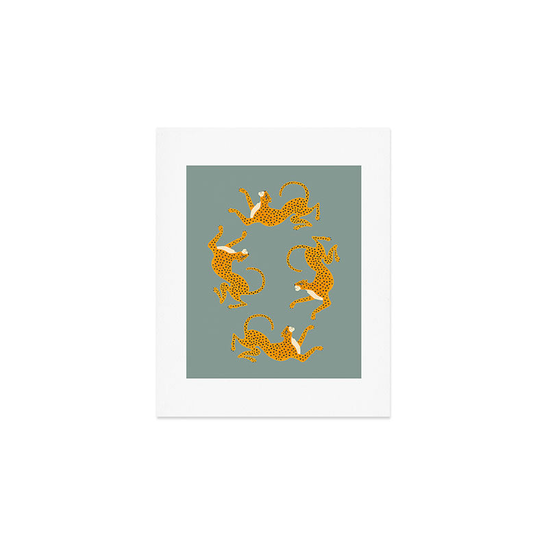 Leopard Race - Blue Art Print