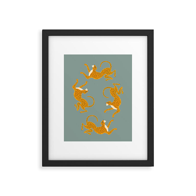 Leopard Race - blue Framed Art Print Gallery Image 4