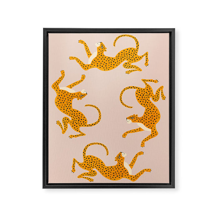 Leopard Race - pink Framed Canvas Print Gallery Image 1