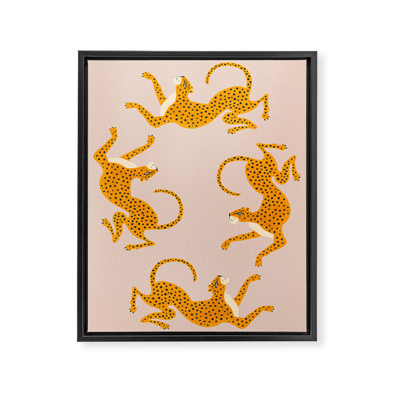 Leopard Race - pink Framed Canvas Print Gallery Image 8