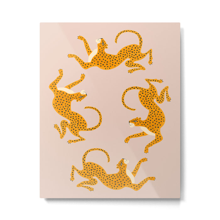Leopard Race - pink Metal Print Gallery Image 1