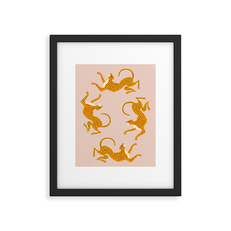Leopard Race - pink Framed Art Print Gallery Image 4