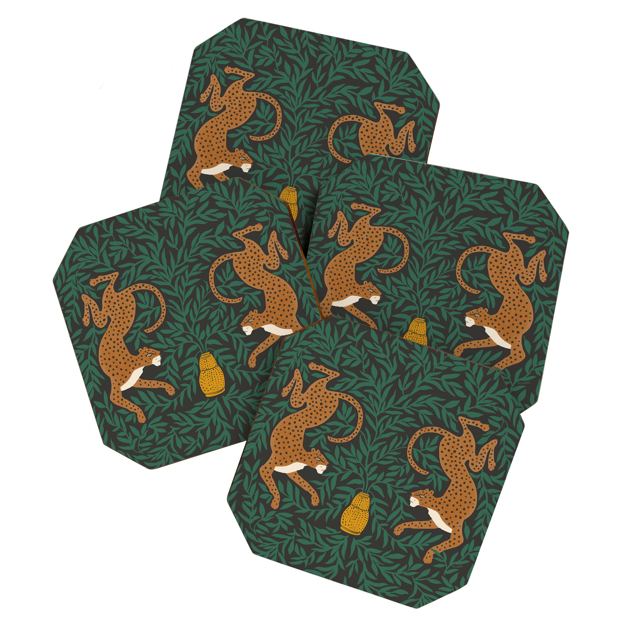 Leopard Vase - midnight Coaster Gallery Image 1