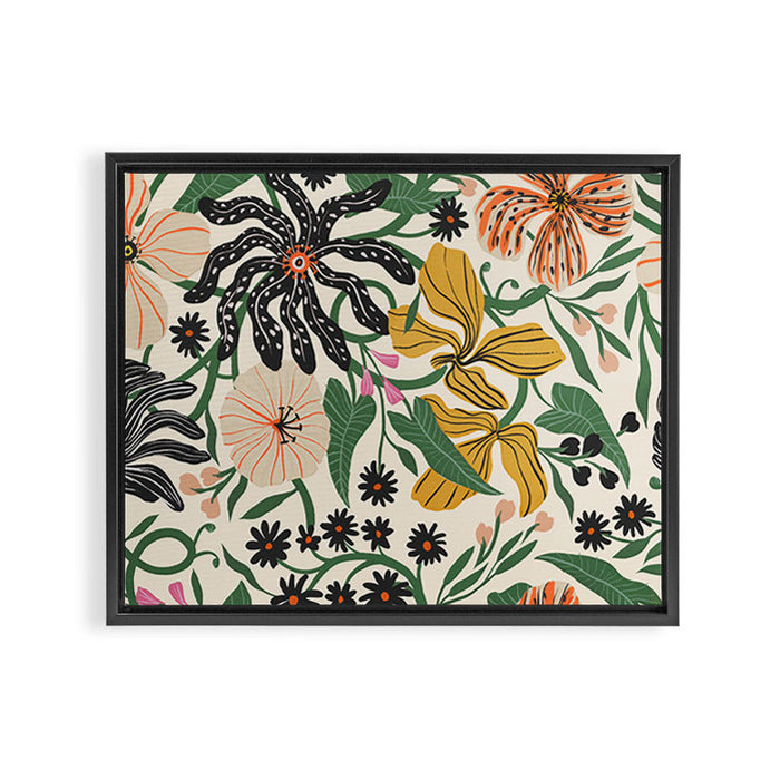 Merrick Floral - creme Framed Canvas Print Gallery Image 1