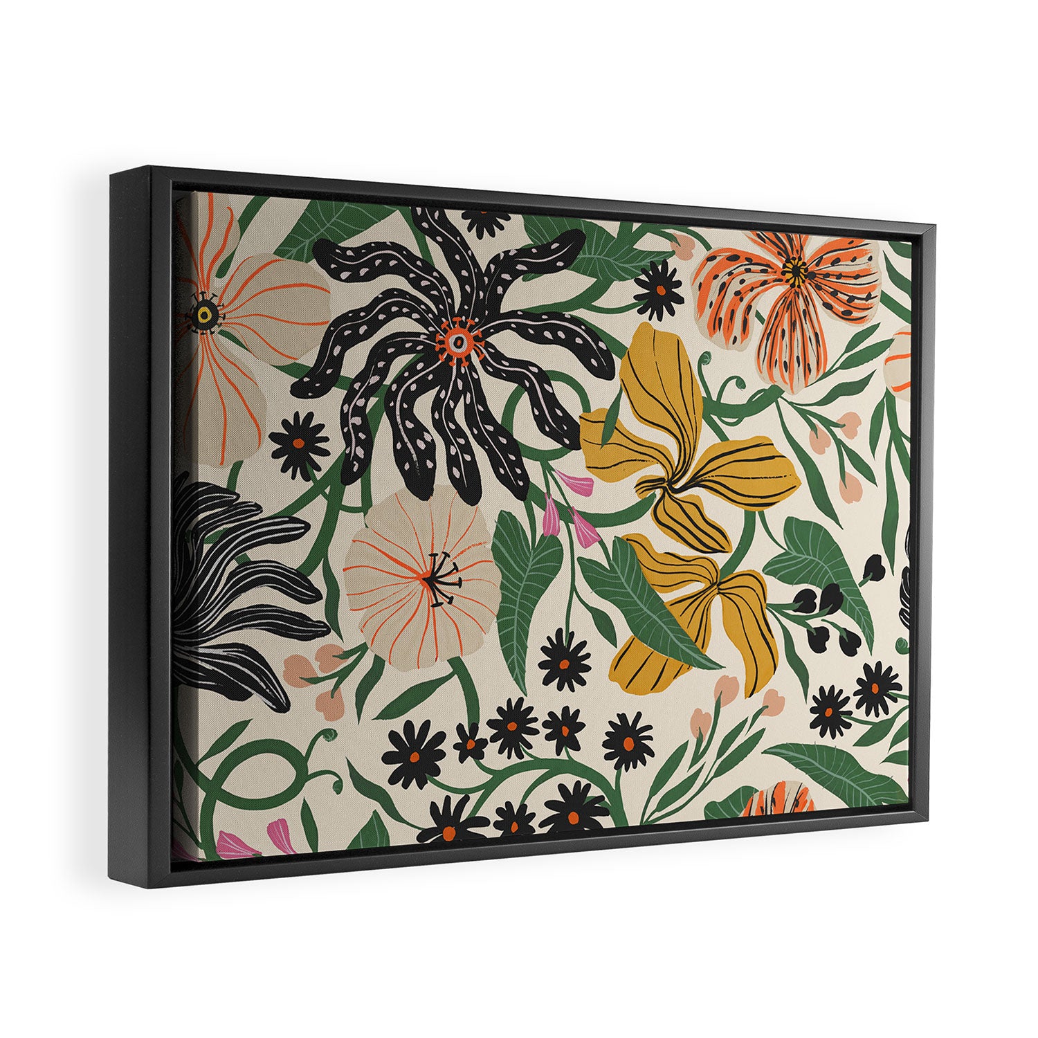 Merrick Floral - creme Framed Canvas Print Gallery Image 2