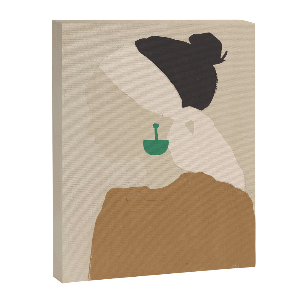Minimalist Woman with Green Earring Canvas Print Gallery Image 6