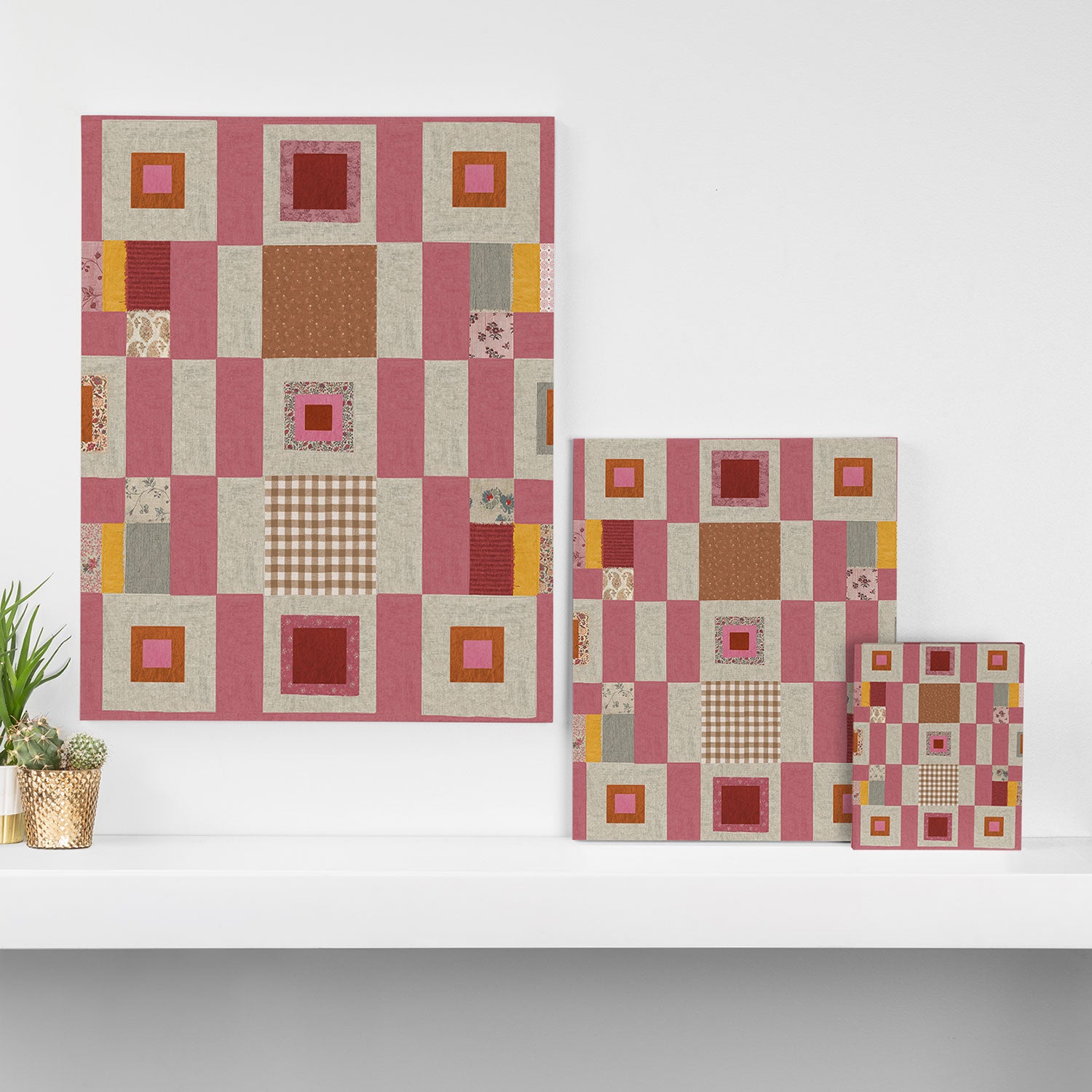 Pink Cottage Quilt Canvas Print Gallery Image 3