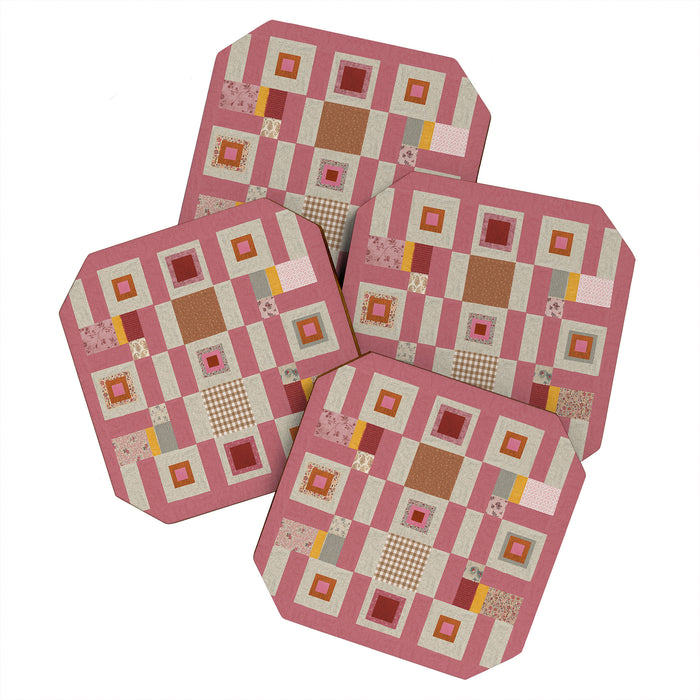 Pink Cottage Quilt Coaster Gallery Image 1