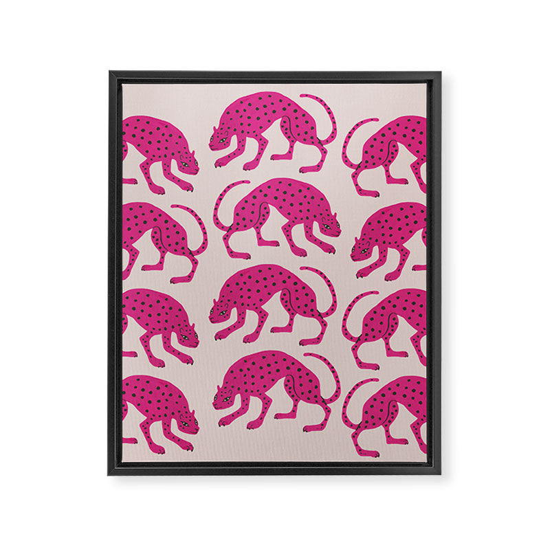Wild Cats - Pink Framed Canvas Print Gallery Image 8