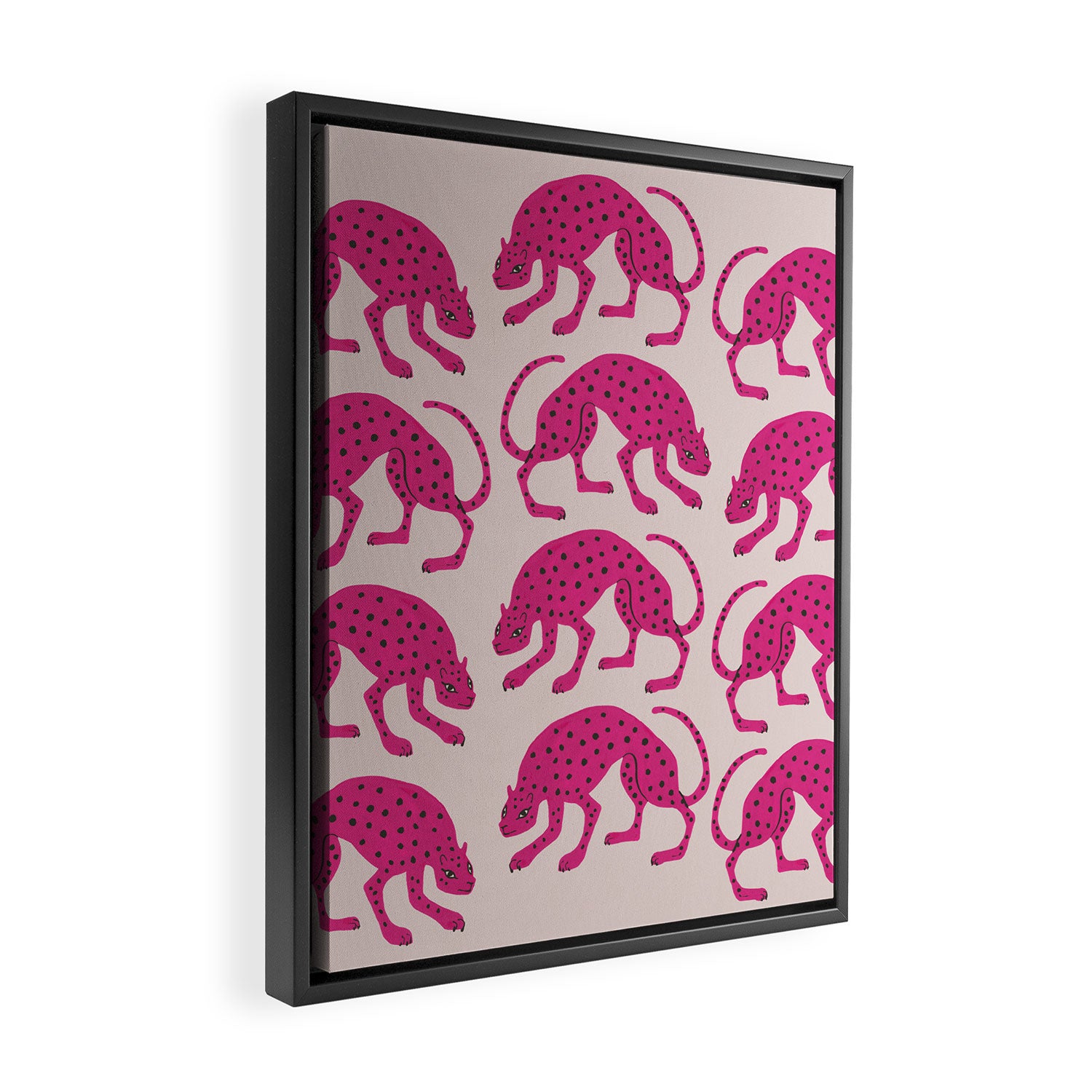 Wild Cats - Pink Framed Canvas Print Gallery Image 2