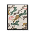 Zebra Stampede Framed Canvas Print Gallery Image 8
