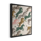 Zebra Stampede Framed Canvas Print Gallery Image 2