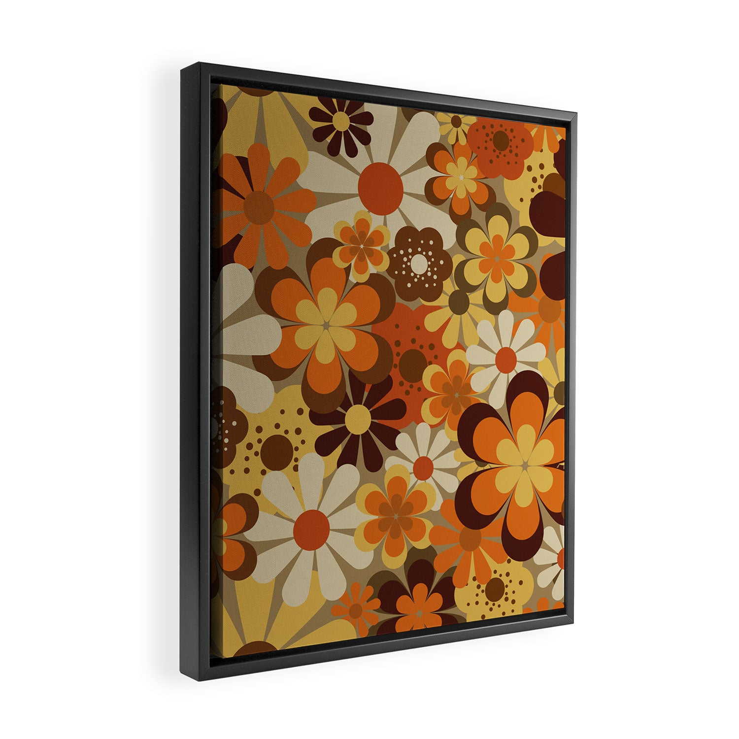 70's Floral Prints, Retro Art Framed Canvas Print Gallery Image 2