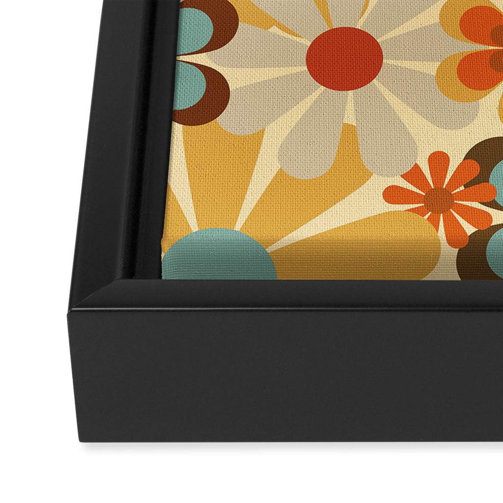 70's Retro Floral Patterned Prints Framed Canvas Print Gallery Image 3