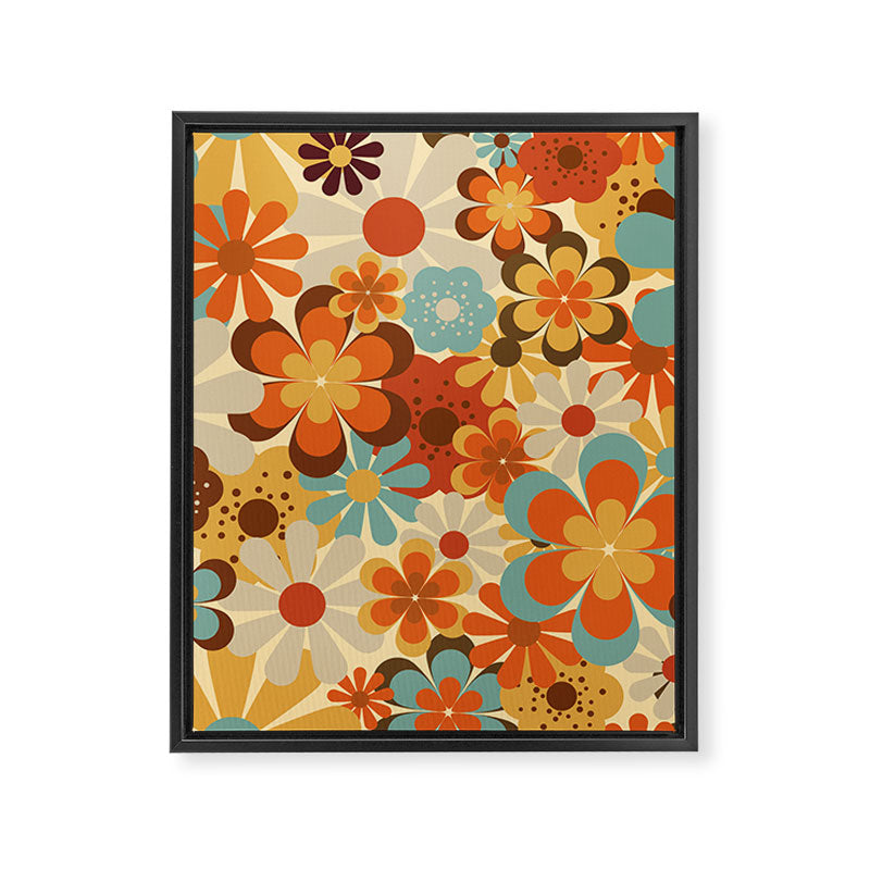 70's Retro Floral Patterned Prints Framed Canvas Print Gallery Image 8