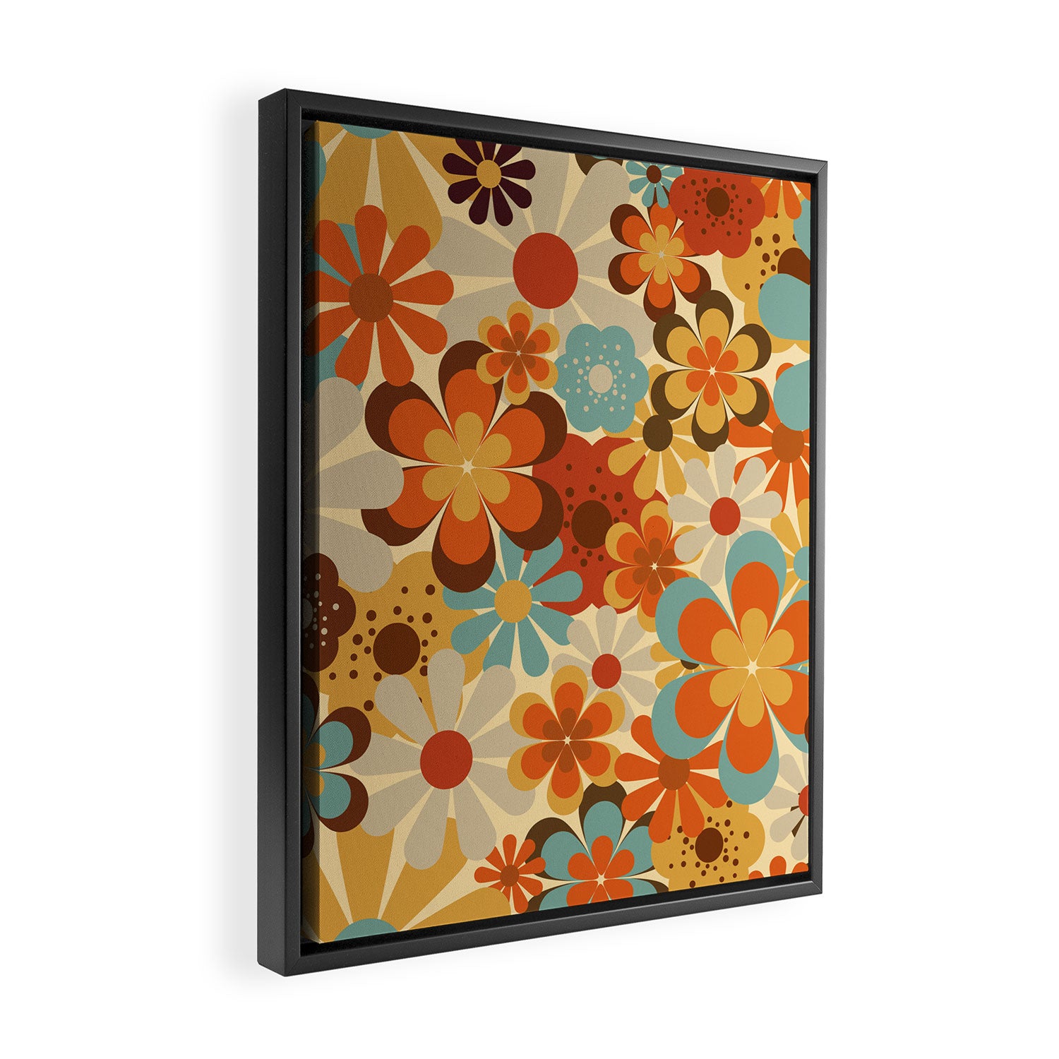 70's Retro Floral Patterned Prints Framed Canvas Print Gallery Image 2