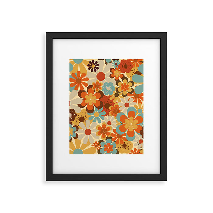 70's Retro Floral Patterned Prints Framed Art Print Gallery Image 1