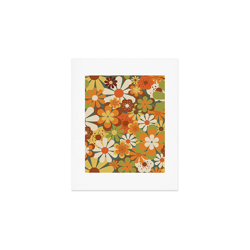70's Retro Flowers Print Art Print Gallery Image 1