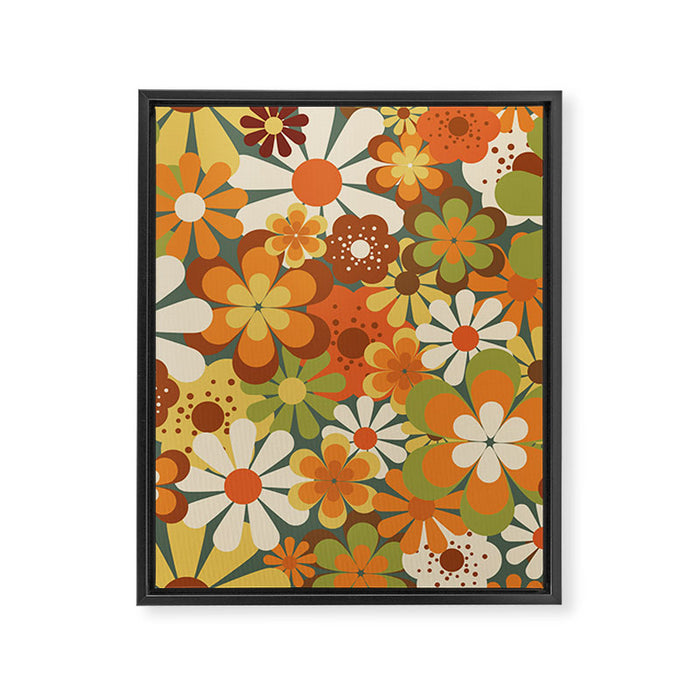 70's Retro Flowers Print Framed Canvas Print Gallery Image 1