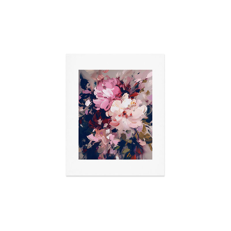 A Splash of Pink and Navy Flowery Art Art Print Gallery Image 1