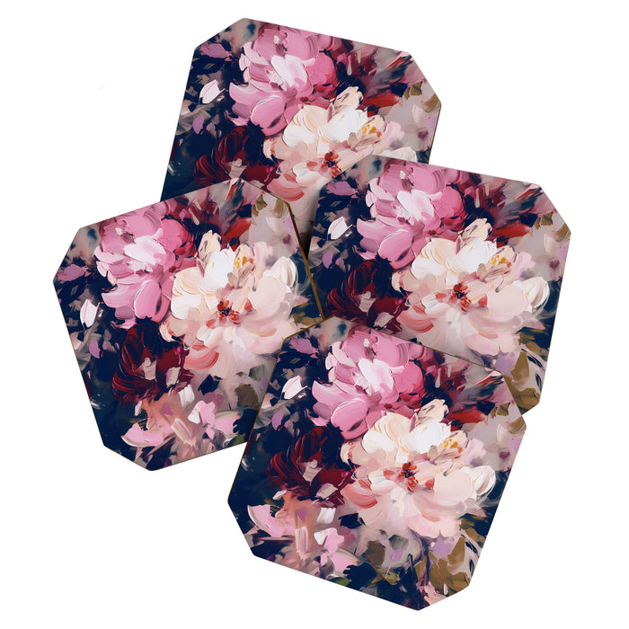 A Splash of Pink and Navy Flowery Art Coaster Gallery Image 1