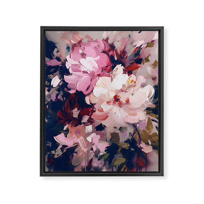 A Splash of Pink and Navy Flowery Art Framed Canvas Print Gallery Image 1