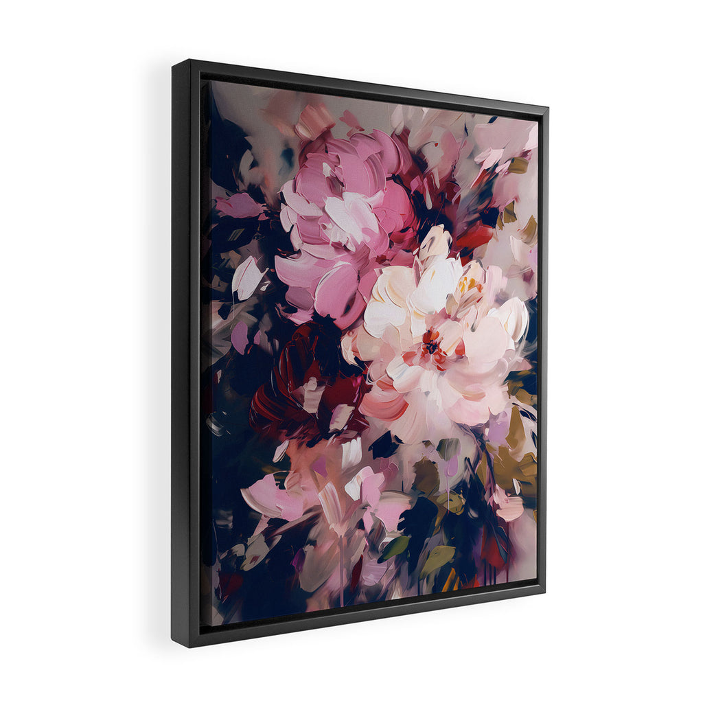 A Splash of Pink and Navy Flowery Art Framed Canvas Print Gallery Image 2