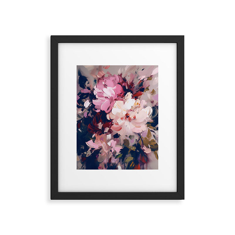 A Splash of Pink and Navy Flowery Art Framed Art Print Gallery Image 5