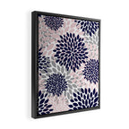 Abstract, Floral Prints, Navy Blue, Grey and Pink Framed Canvas Print Gallery Image 2