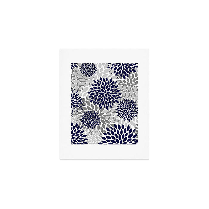 Abstract, Floral Prints, Navy Blue and Grey Art Print Gallery Image 1