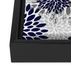 Abstract, Floral Prints, Navy Blue and Grey Framed Canvas Print Gallery Image 3