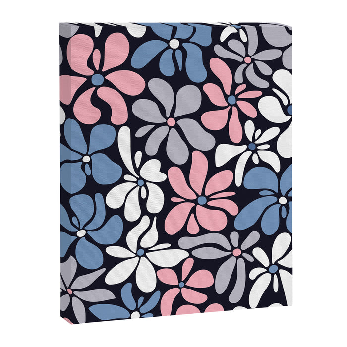Abstract Flower, Navy, Blue, Pink, Gray, White Canvas Print Gallery Image 1