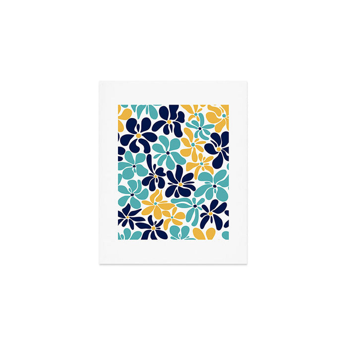 Abstract Flower, Yellow, Navy, Teal Art Print Gallery Image 1