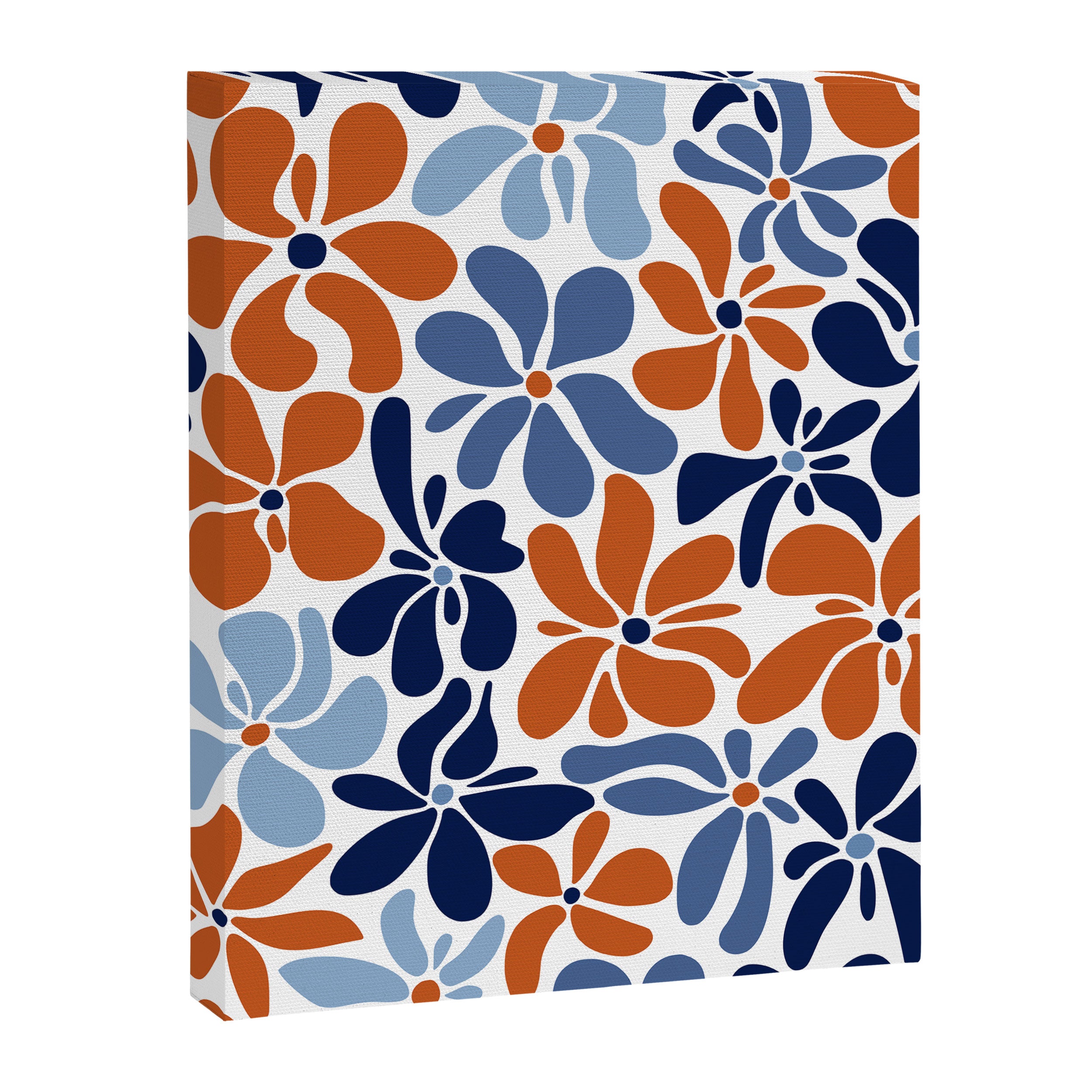 Abstract Flowers, Orange, Blue and White Canvas Print Gallery Image 8
