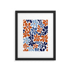 Abstract Flowers, Orange, Blue and White Framed Art Print Gallery Image 6