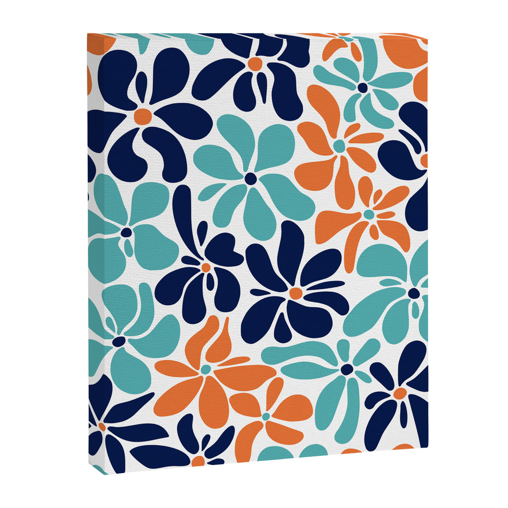 Abstract Flowers, Orange, Navy, Teal Canvas Print Gallery Image 8