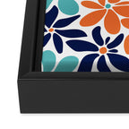 Abstract Flowers, Orange, Navy, Teal Framed Canvas Print Gallery Image 3