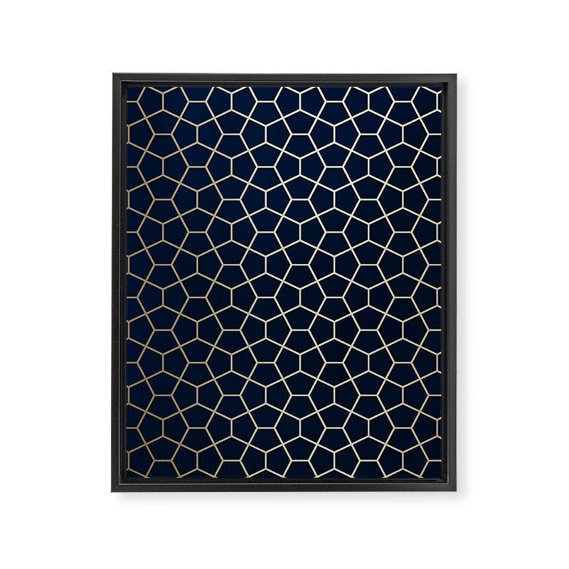 Abstract Geometric Pattern, Navy Blue and Gold Framed Canvas Print Gallery Image 8
