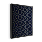 Abstract Geometric Pattern, Navy Blue and Gold Framed Canvas Print Gallery Image 2