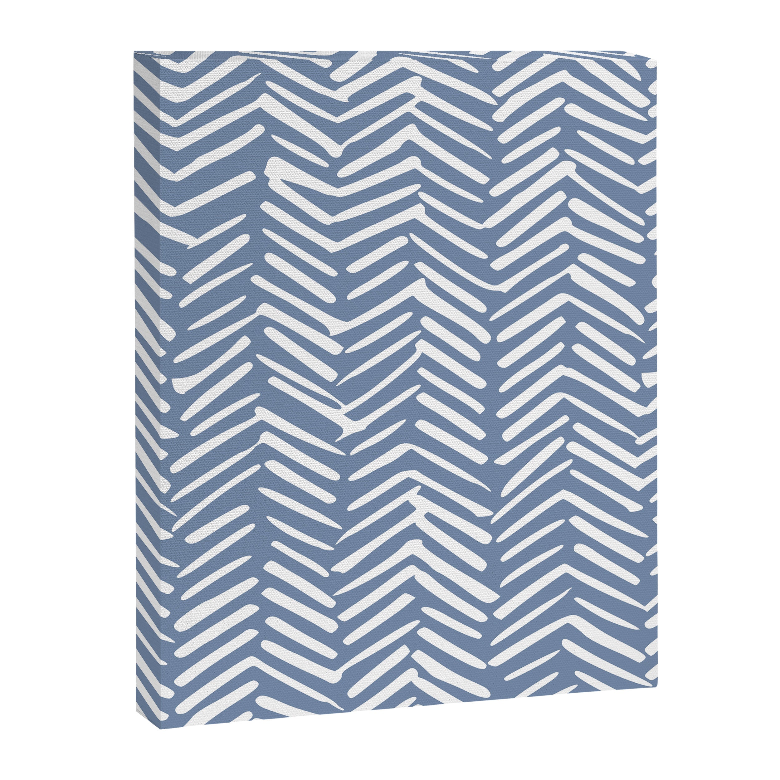 Abstract Herringbone Pattern, Rustic, Blue and White Canvas Print Gallery Image 8