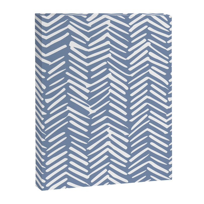 Abstract Herringbone Pattern, Rustic, Blue and White Canvas Print Gallery Image 1
