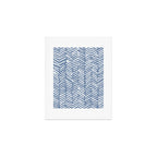 Abstract Herringbone Pattern, Rustic, Blue and White Art Print Gallery Image 1