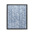 Abstract Herringbone Pattern, Rustic, Blue and White Framed Canvas Print Gallery Image 8