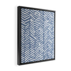 Abstract Herringbone Pattern, Rustic, Blue and White Framed Canvas Print Gallery Image 2