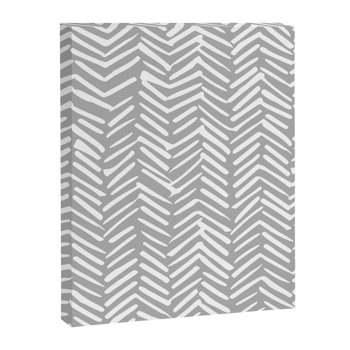 Abstract Herringbone Pattern, Rustic, Gray and White Canvas Print Gallery Image 1