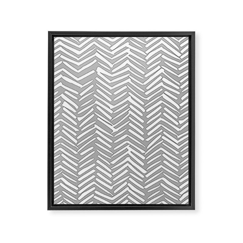 Abstract Herringbone Pattern, Rustic, Gray and White Framed Canvas Print Gallery Image 8