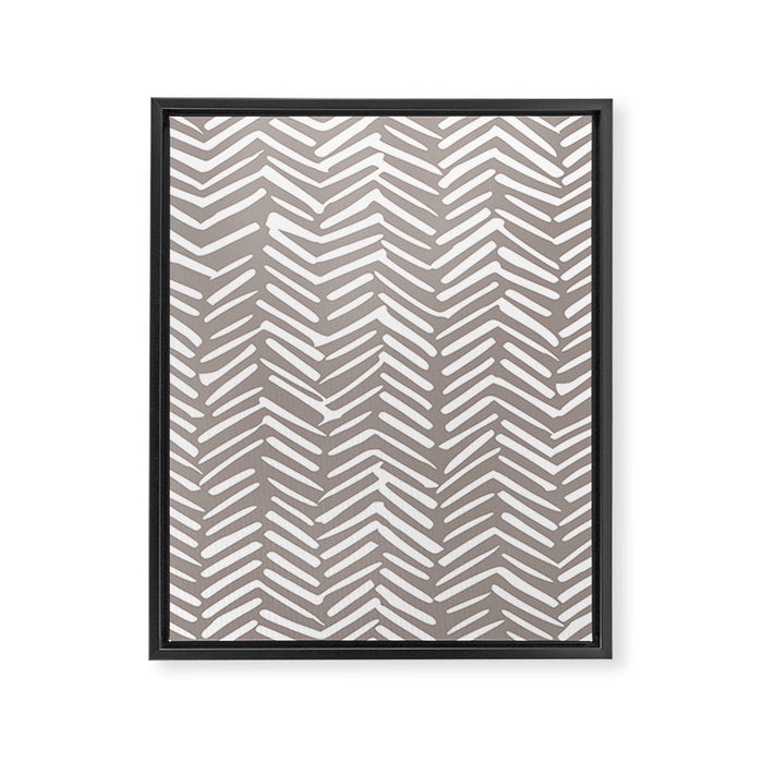 Abstract Herringbone Pattern, Rustic, Light Brown Framed Canvas Print Gallery Image 1