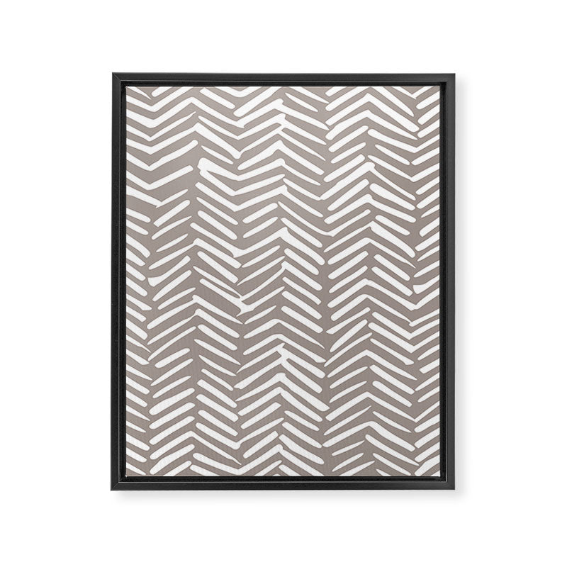 Abstract Herringbone Pattern, Rustic, Light Brown Framed Canvas Print Gallery Image 8