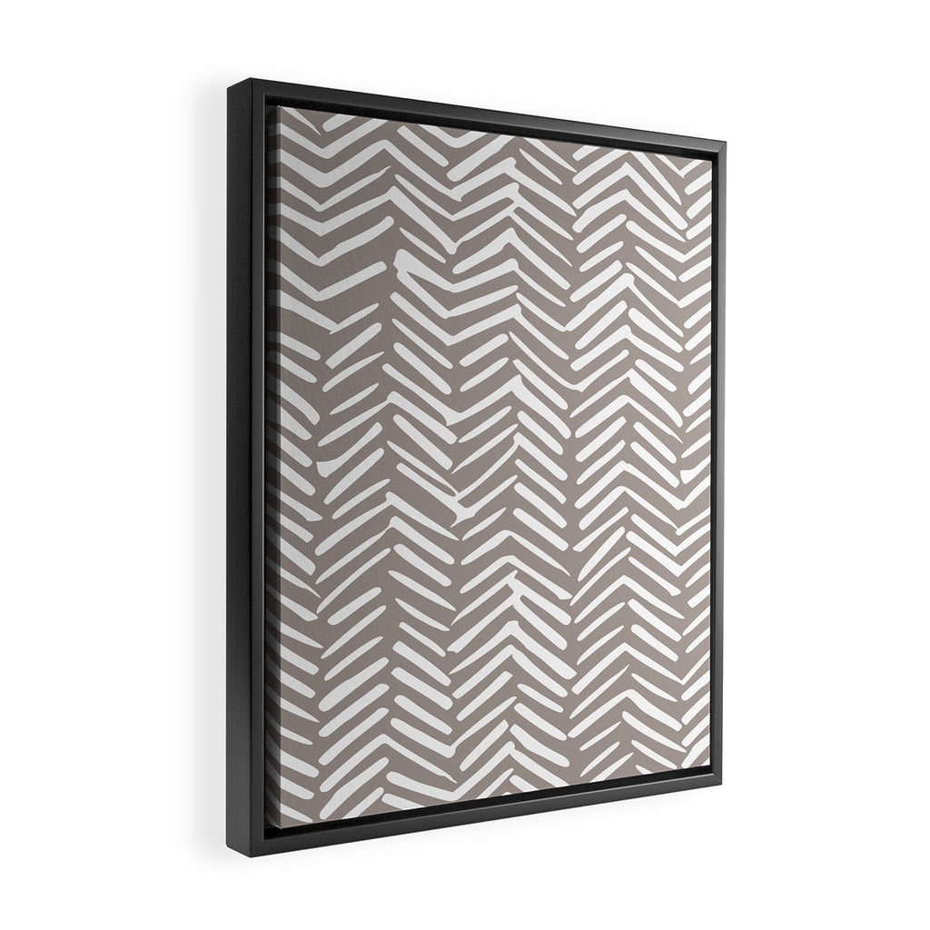 Abstract Herringbone Pattern, Rustic, Light Brown Framed Canvas Print Gallery Image 2